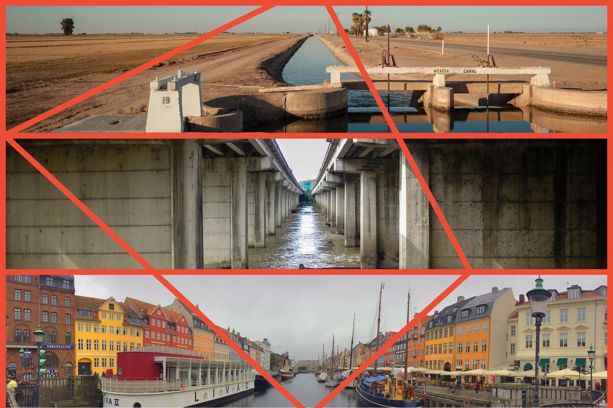 collage with canals and bridge