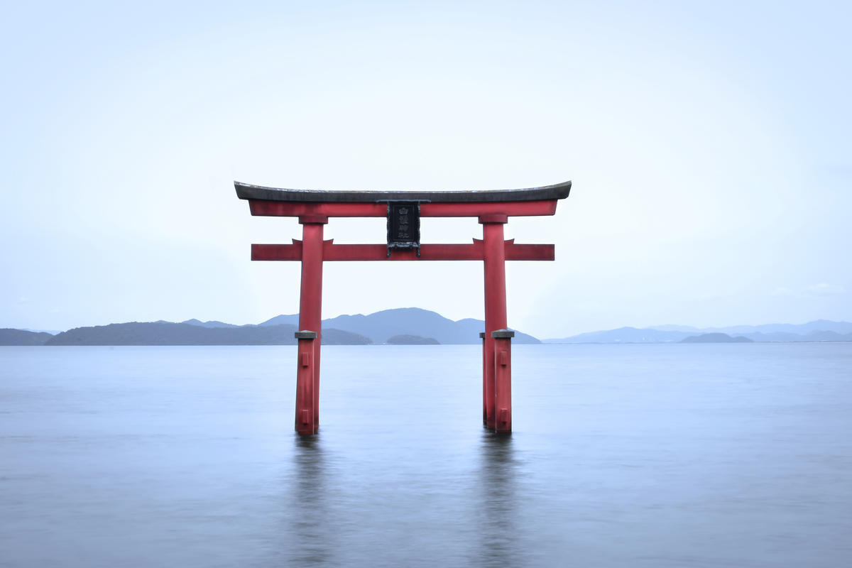 Torii in Lake Biwa at Shirahige Shrine