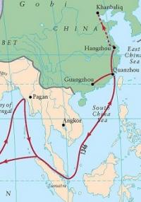 Inb Battuta's route through Straights of Malacca to China